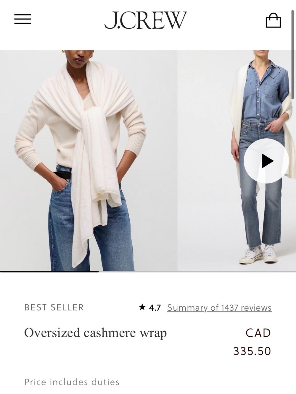 J. Crew Oversized Cashmere Wrap - Picture 13 of 14